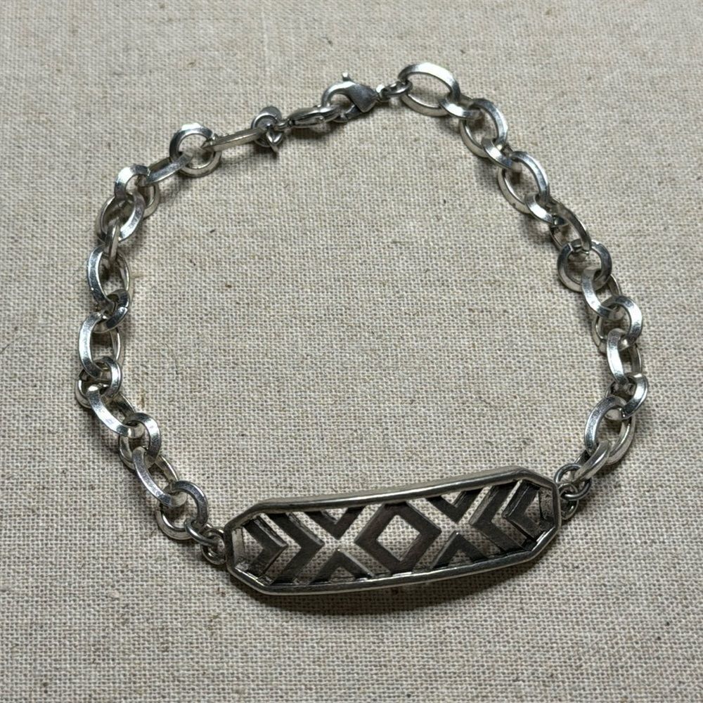 💛 Premier Designs Silver Plated X Face Plate Bracelet / Anklet